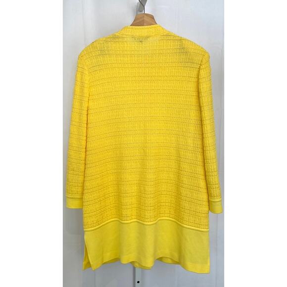MISOOK Textured Knit Tunic Jacket Stand Collar Button Front Yellow Size M - Picture 2 of 8